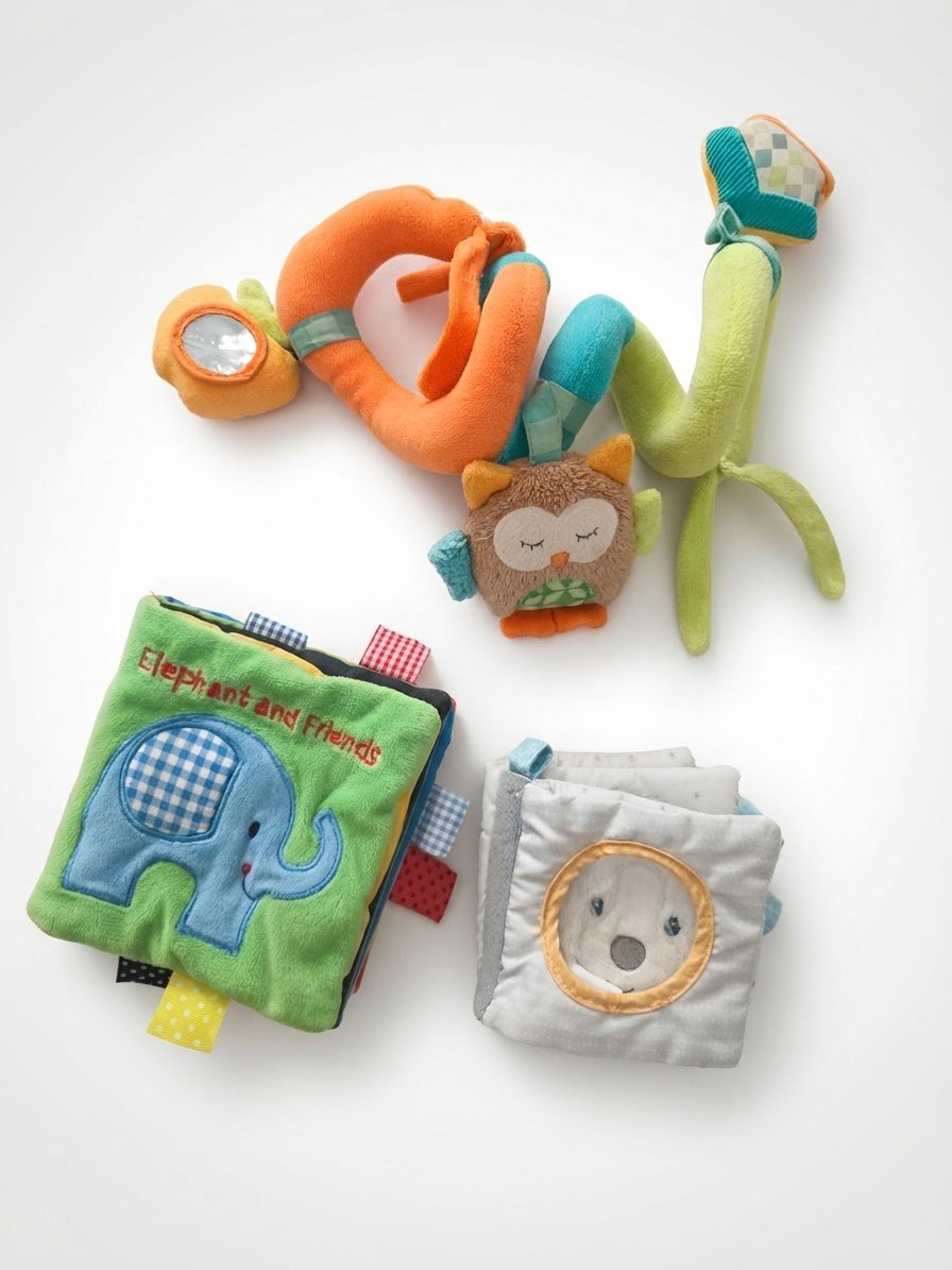 3 jouets d'éveil pour bébé (spirale + livres)