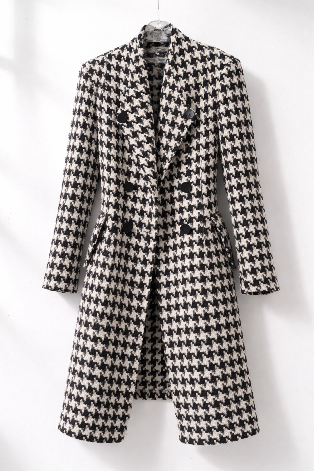 Houndstooth Long Coat - Manteau long pied-de-poule