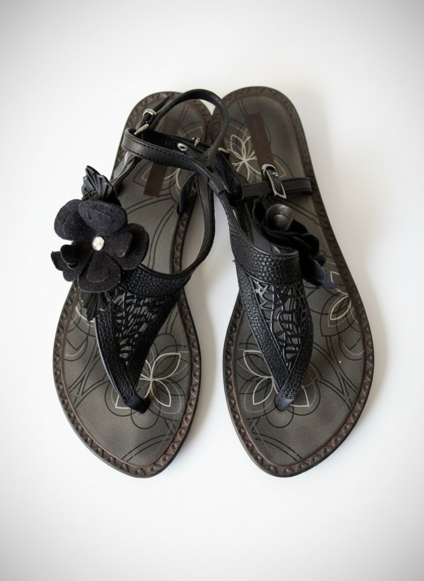 Belle paire de sandales noires Grendha de la collection Ivete Sangalo 