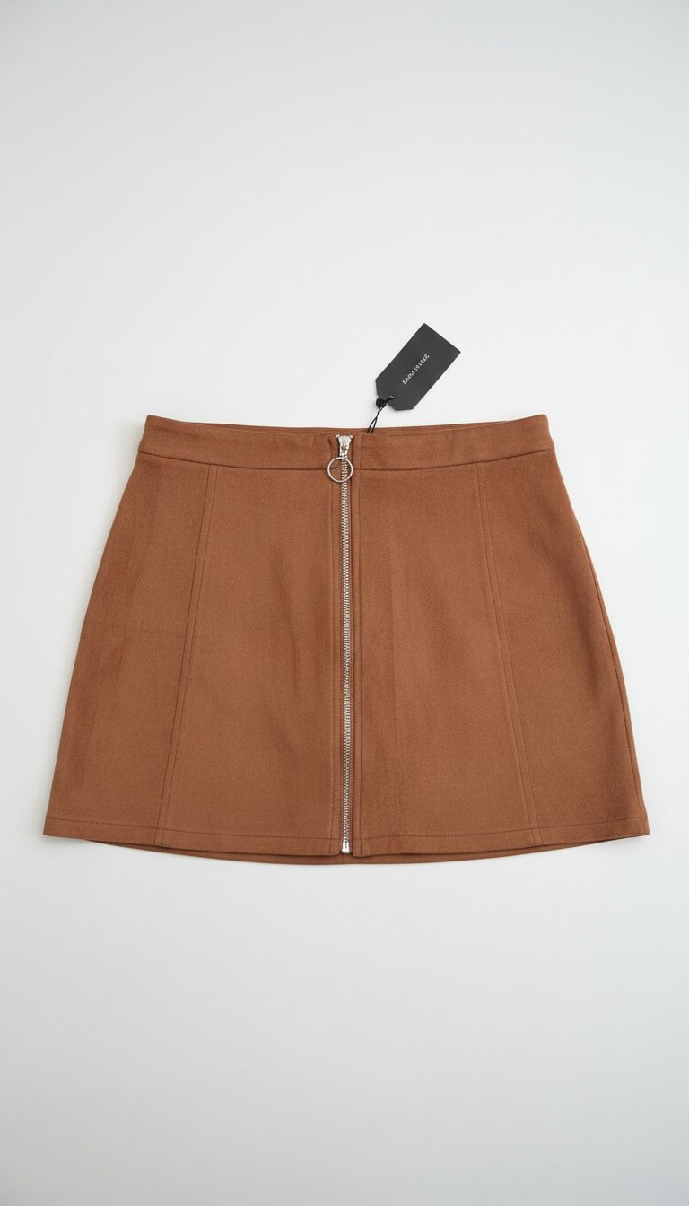 Jupe marron courte tissu daim
