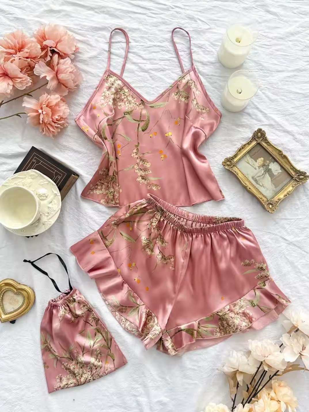 Ensemble pyjama satiné 2 pièces