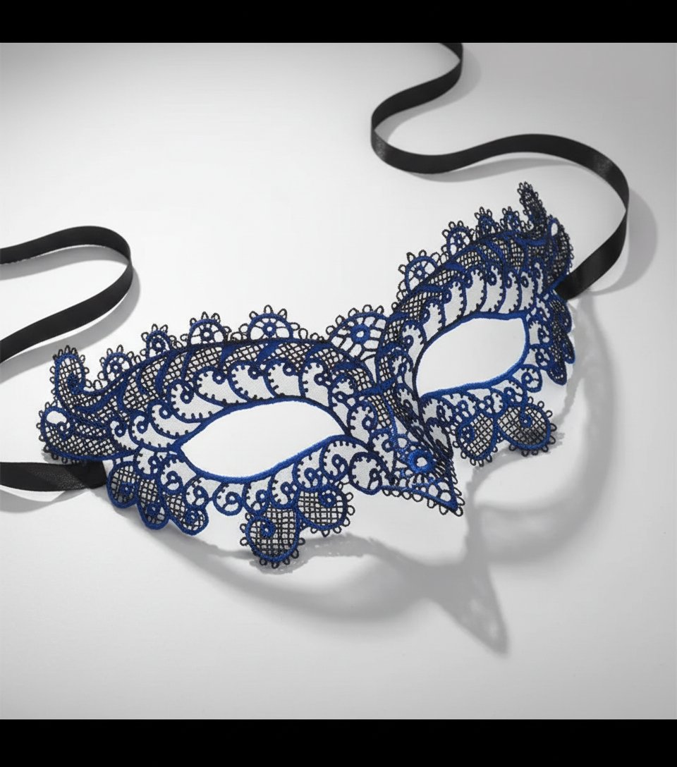 🔥 Masque dentelle bleu – mystère & séduction 🔥