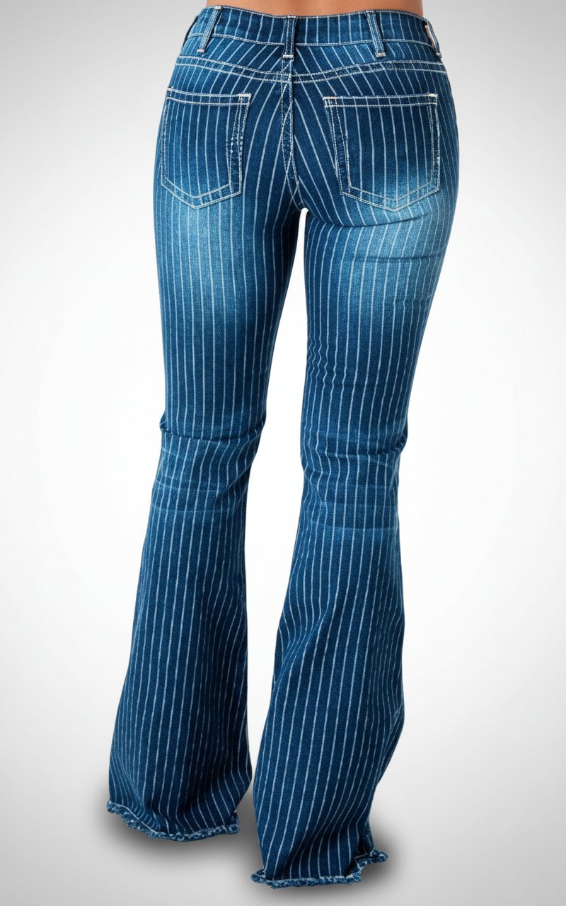 Striped flare jeans