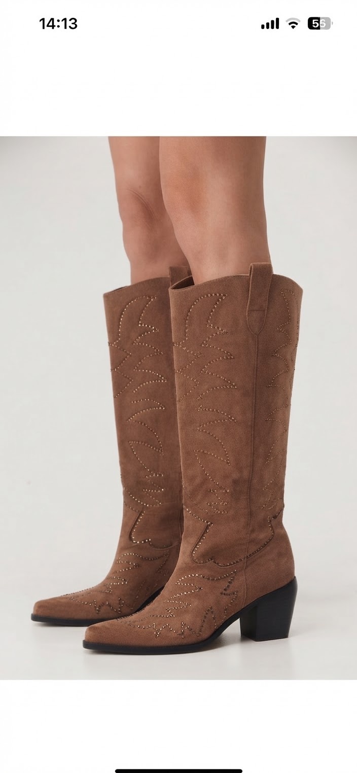 Bottes  santiego de couleur marron glacé en faux daim