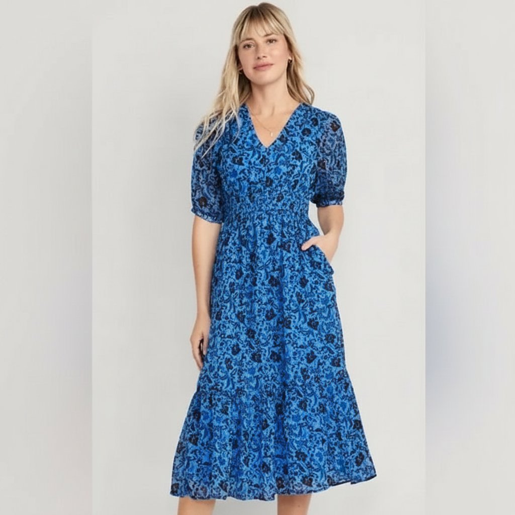 Robe bleu longue taille L