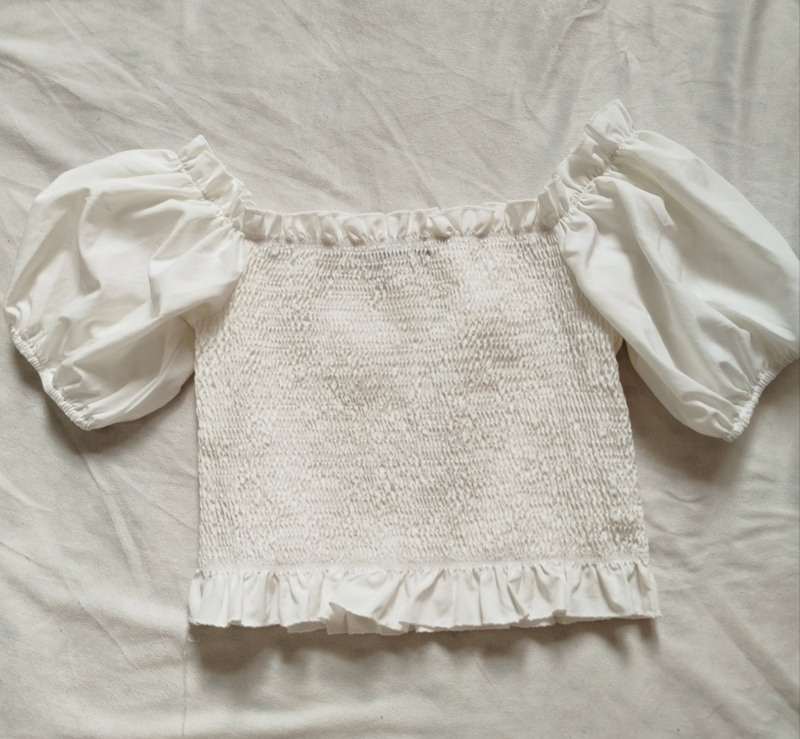 Top Blanc mignon Shein avec manches bouffantes Taille L