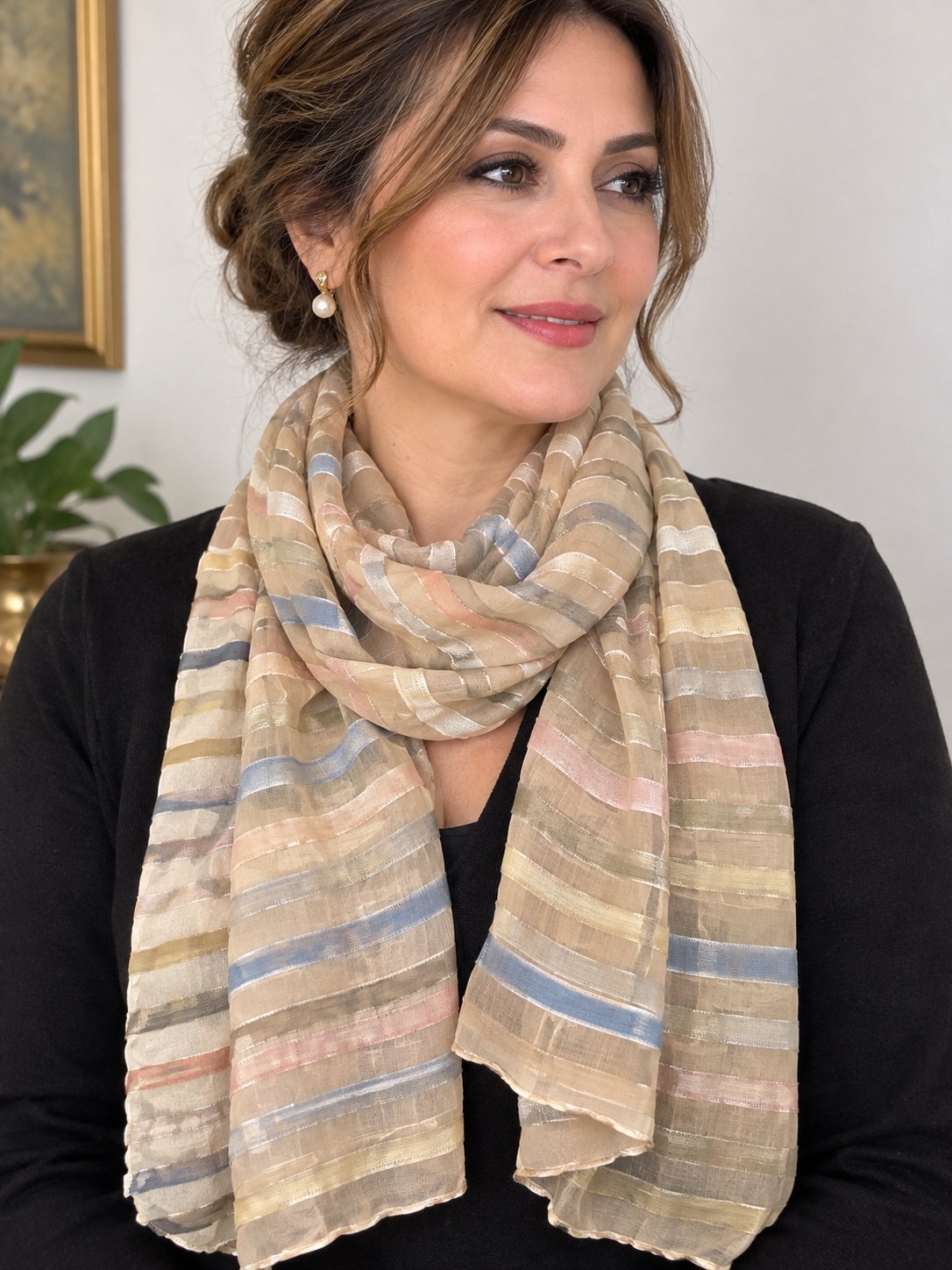 Foulard avec bandes en velours 