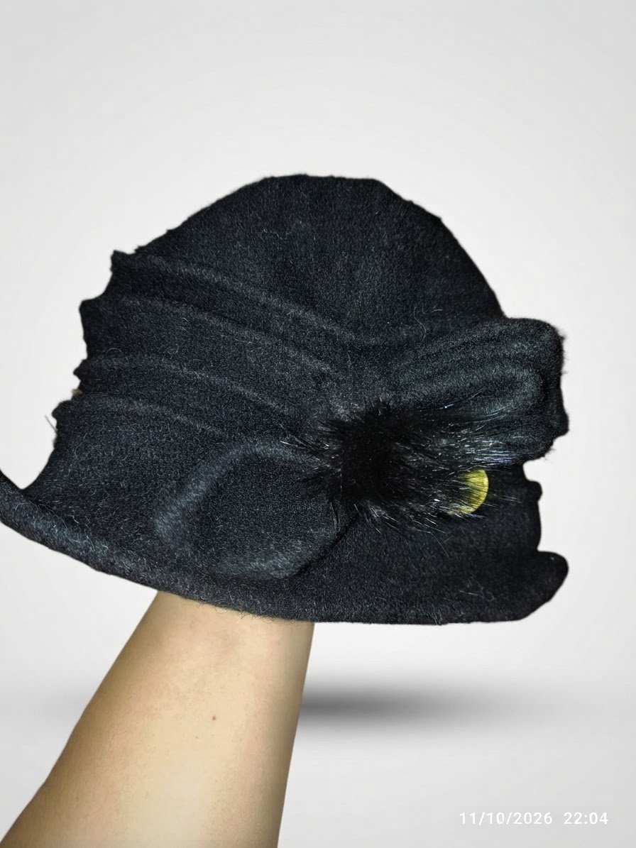 Chapeau cloche vintage pour femme en laine ,