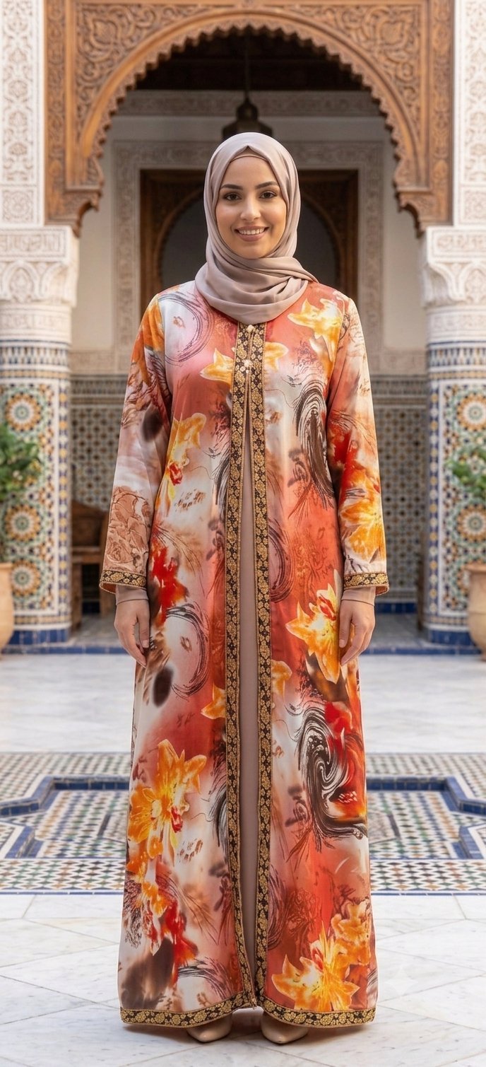 Robe caftan satinée 