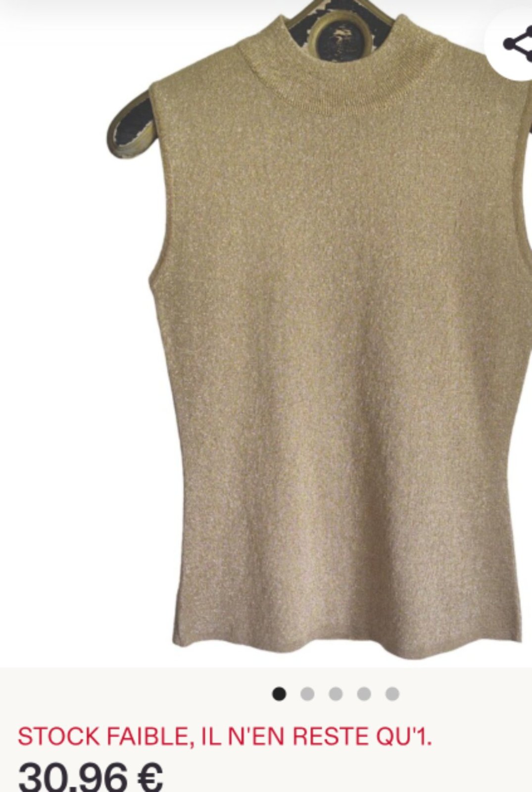 Pul sans manche doré taille 44.46 