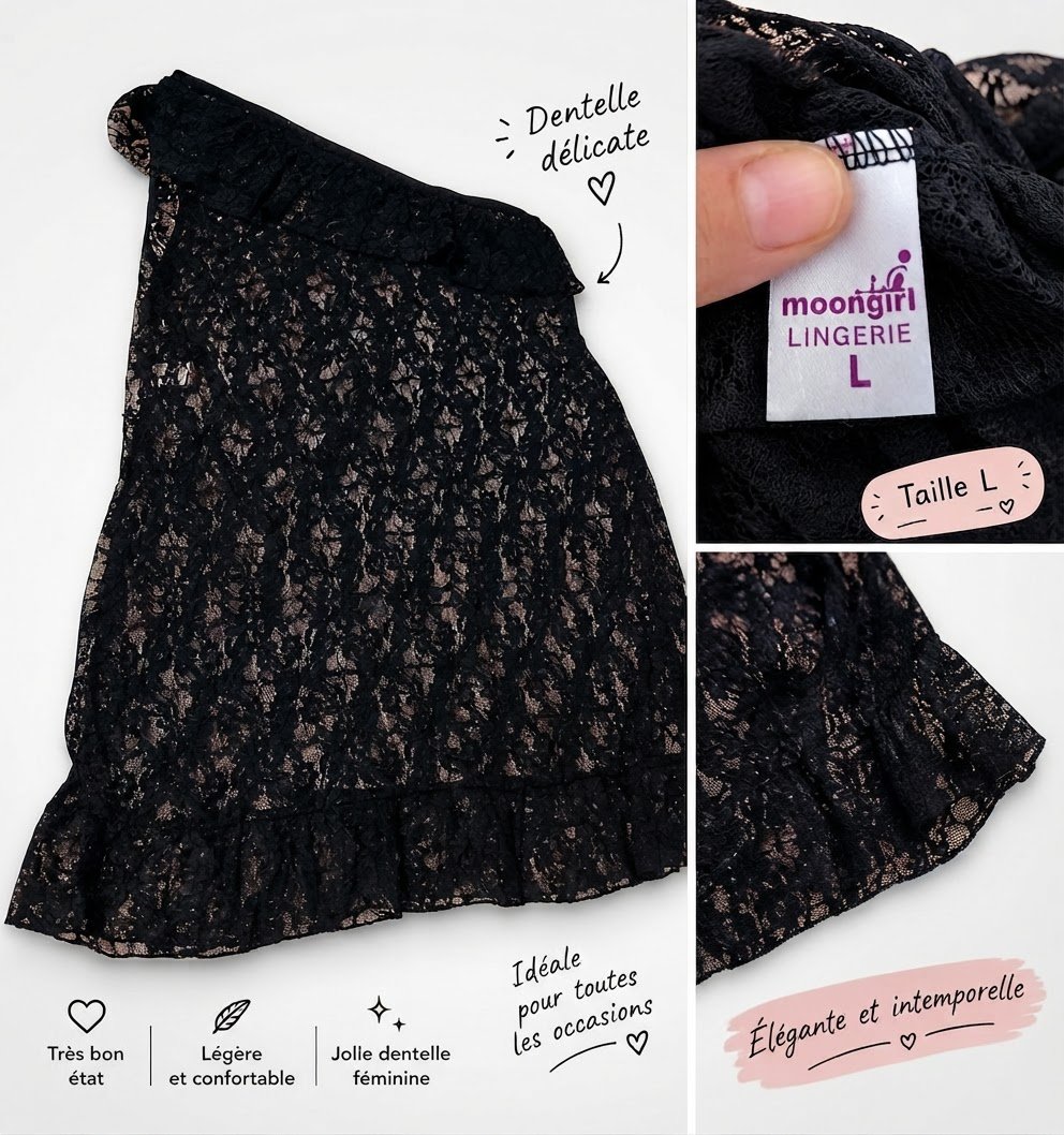 Nuisette dentelle noire taille L
