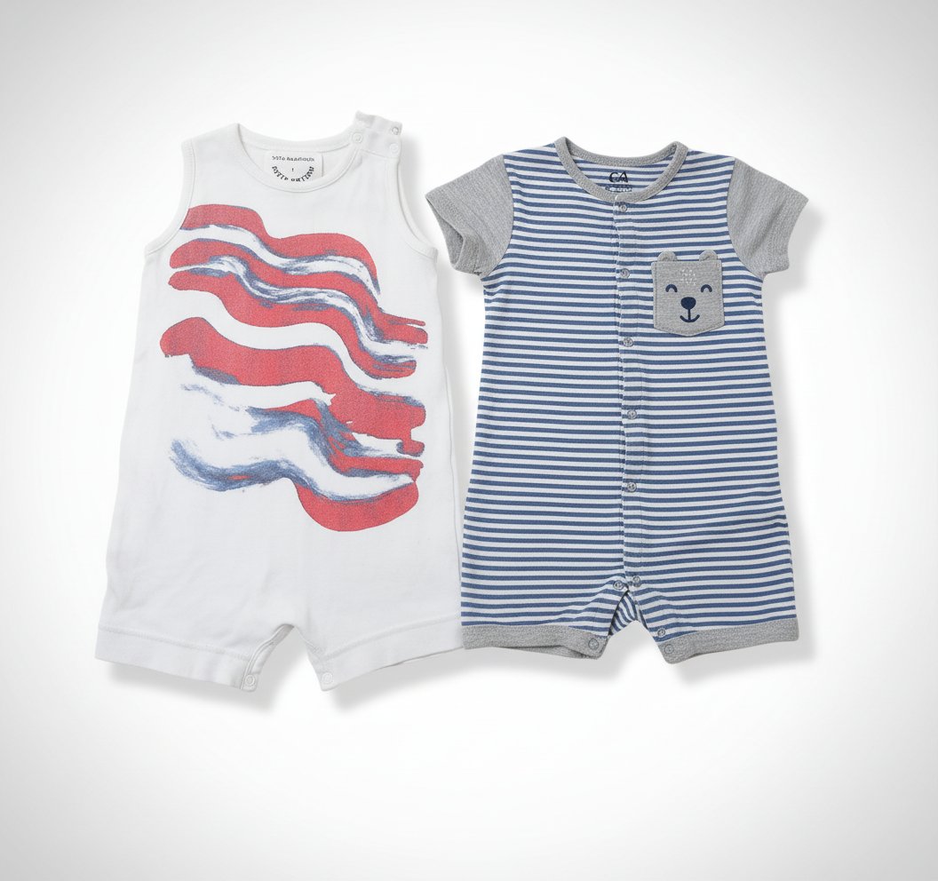 2 combis shorts 12-18 mois 