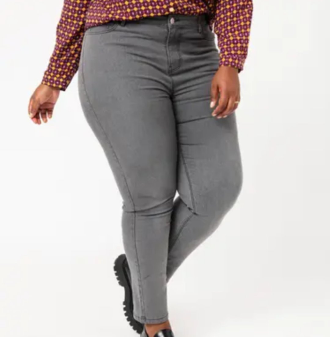 Pantalon djine gris foncé taille haute taille 46