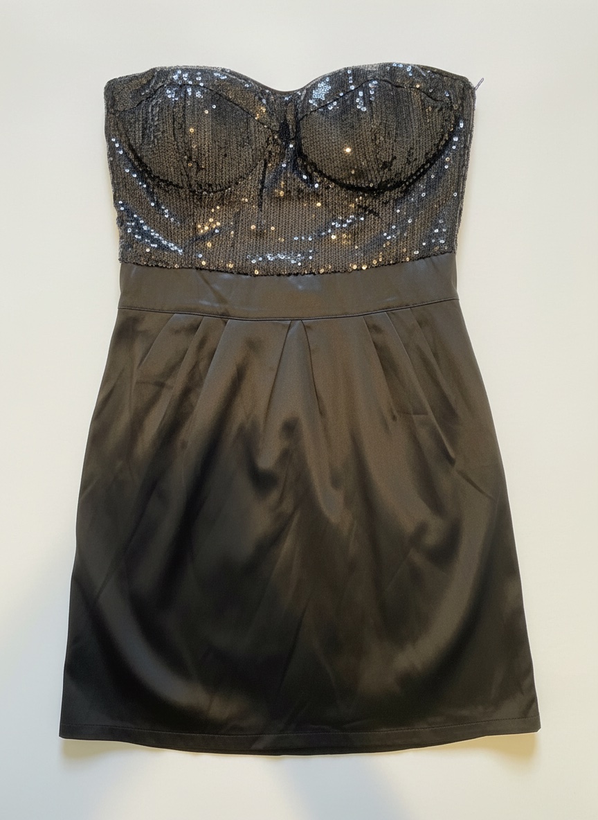 Robe cocktail, style bustier de couleur noire 