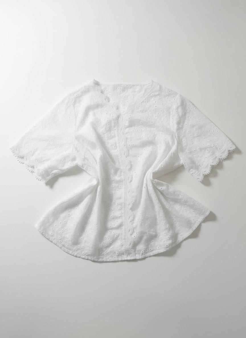Chemise SHEIN blanche en broderie anglaise