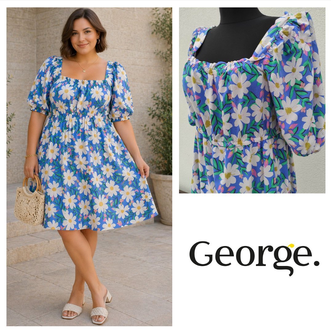 Robe fleurie à manches bouffantes George 