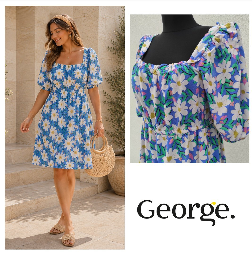 Robe fleurie à manches bouffantes George