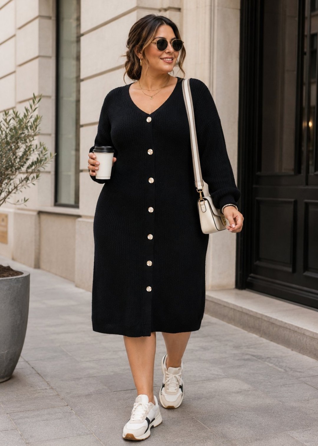 Robe midi boutonnée Shein en maille 