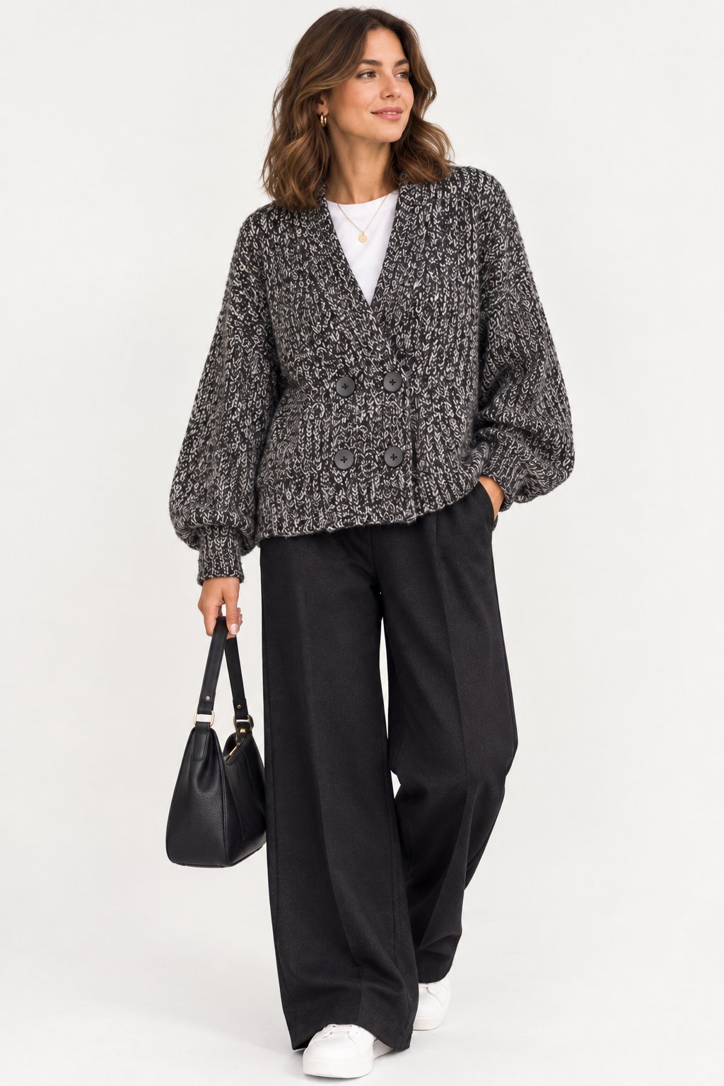 Cardigan à double boutonnage en maille 