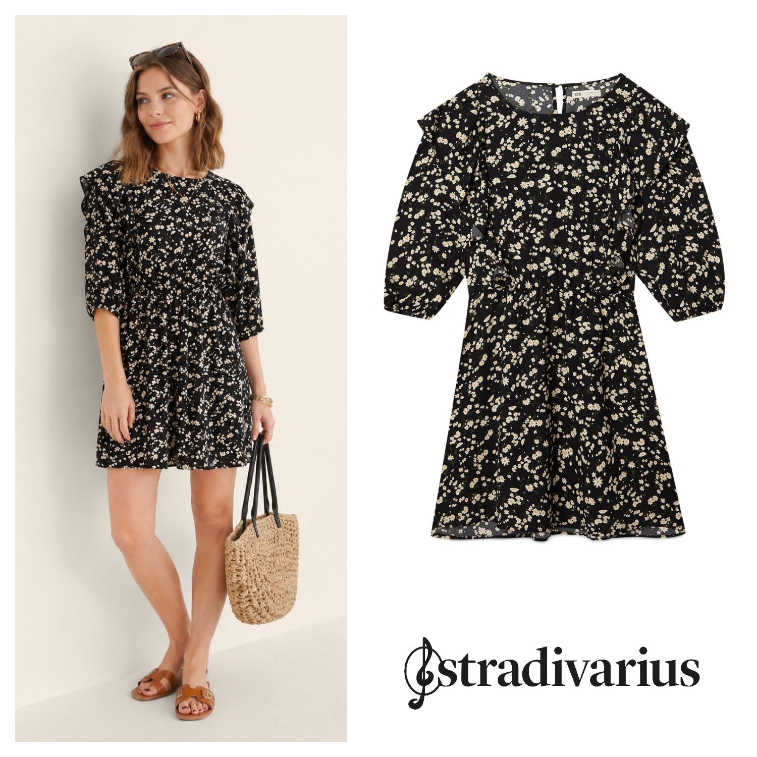Robe fleurie à volants stradivarius 