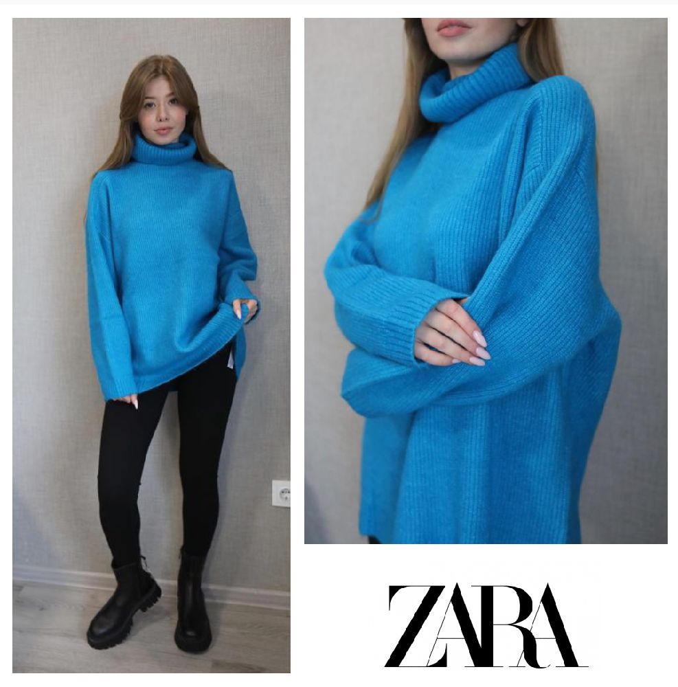 Pull Zara en laine mélangée côtelée 