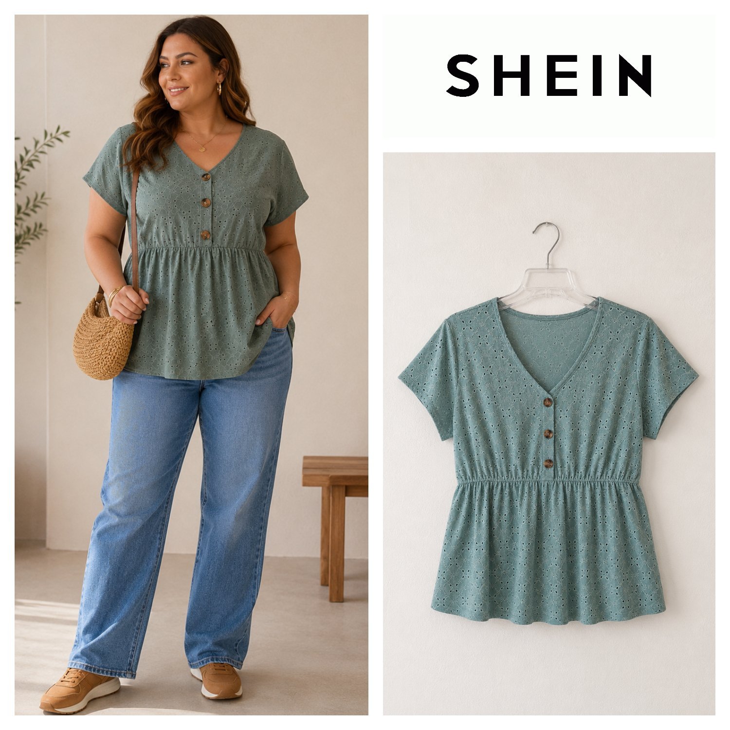 Chemisier Shein effet broderie 