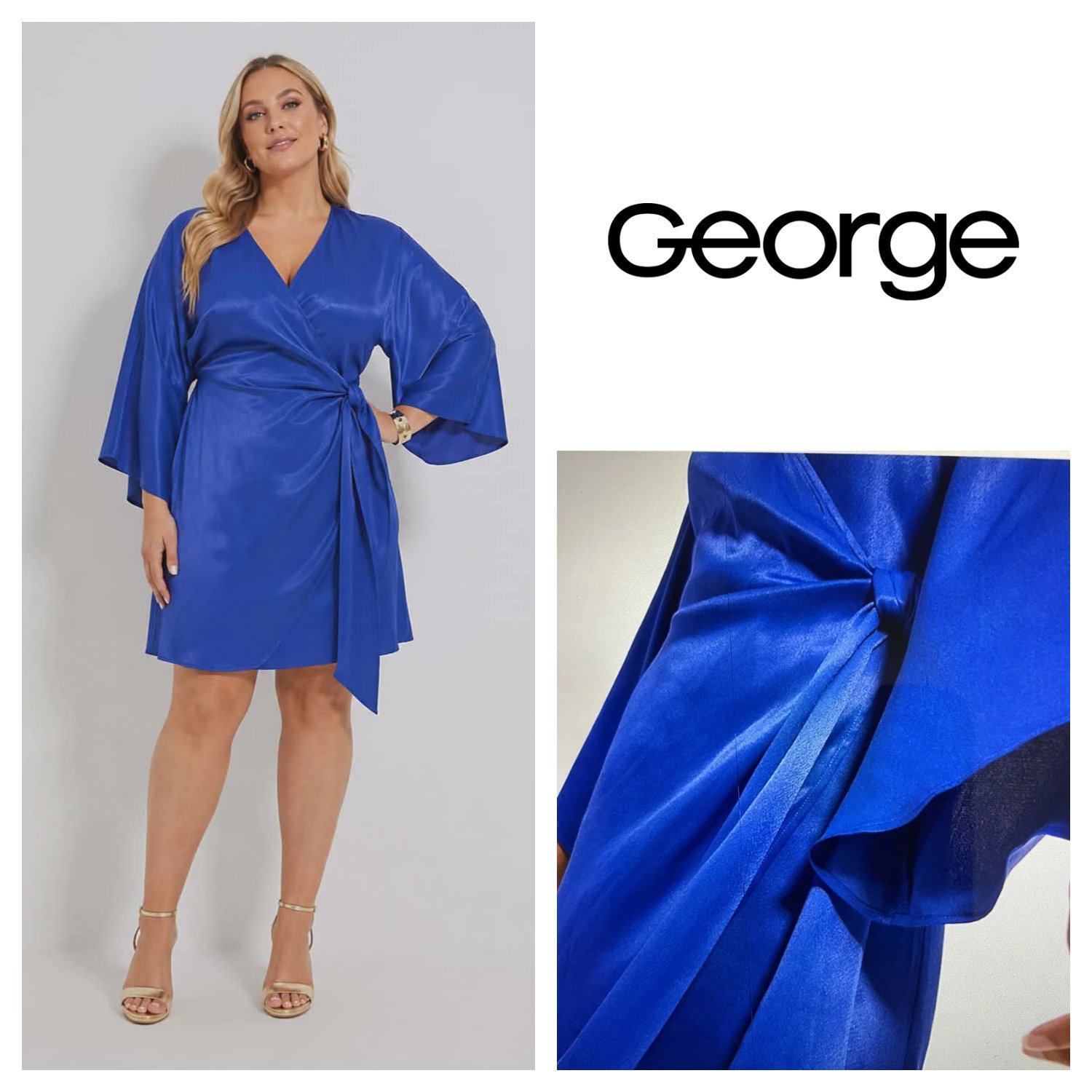Robe kimono en bleu Roi George 