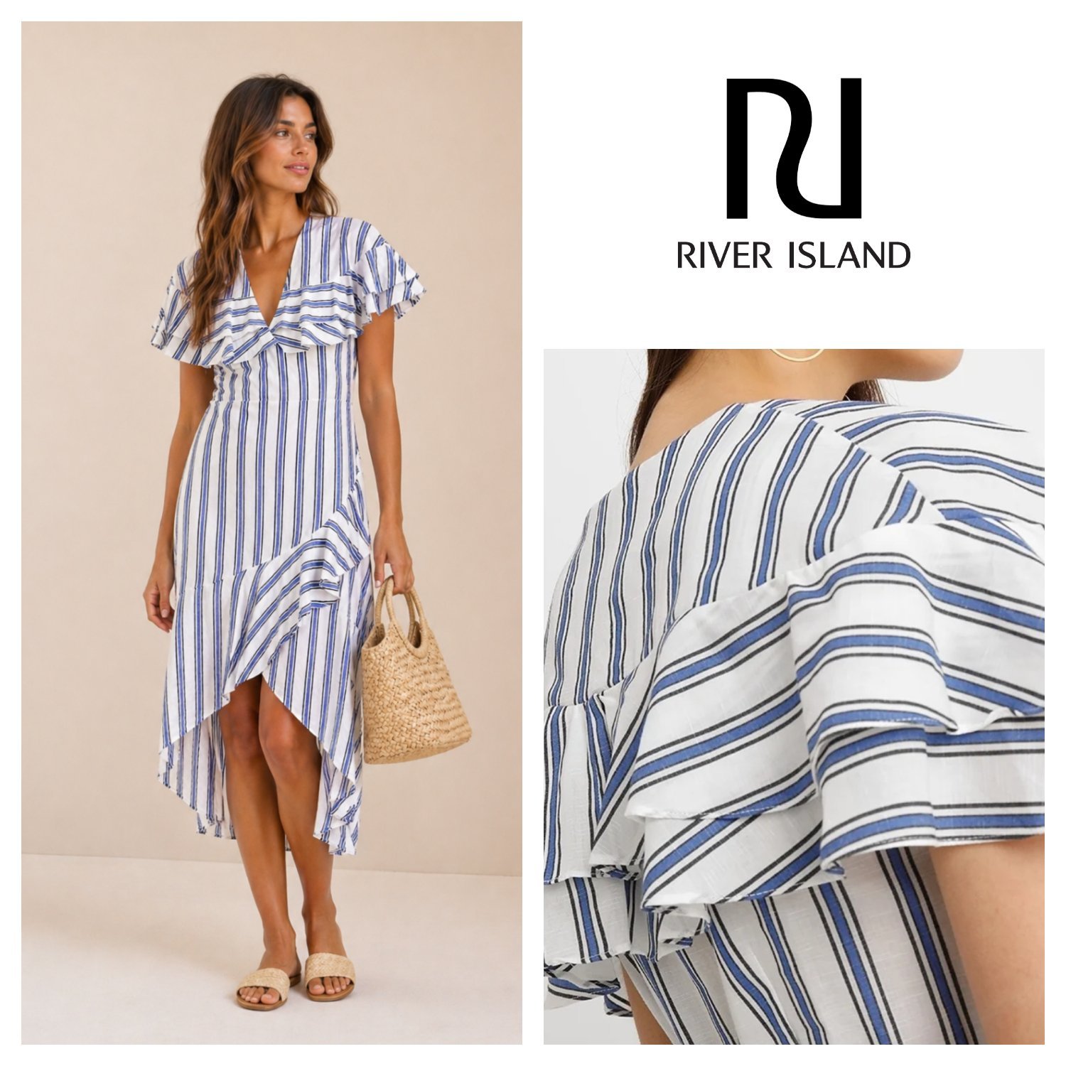 Robe à volant style portefeuille River Island 