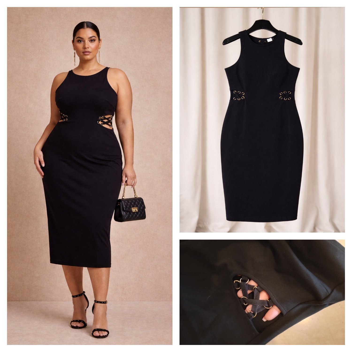 Robe midi à flancs ajourés 