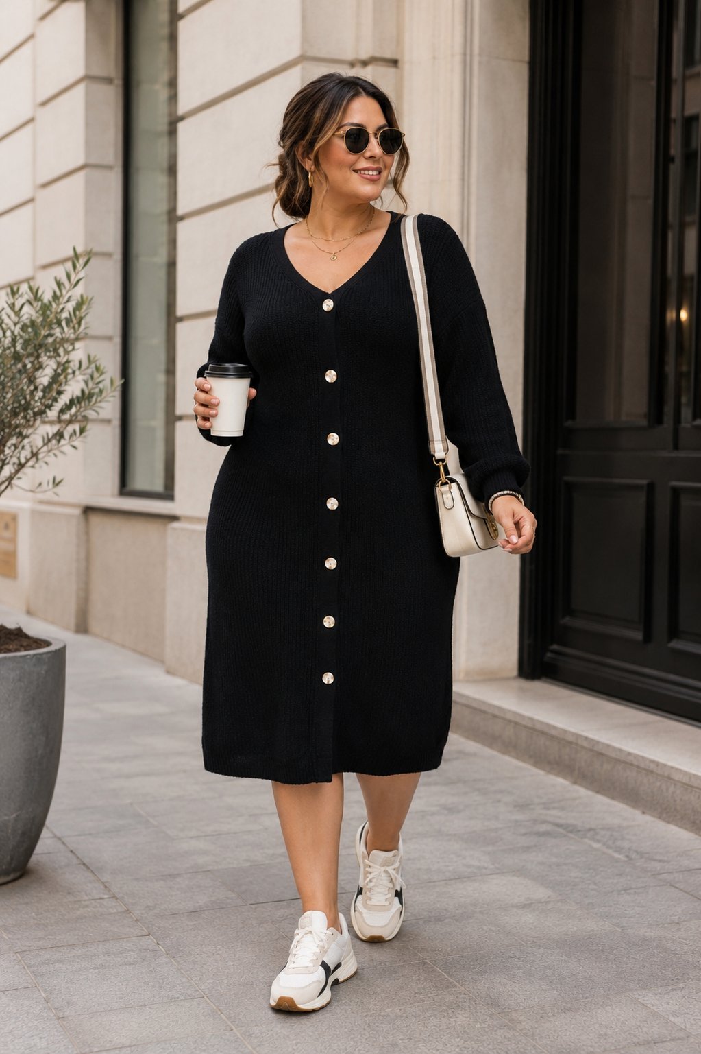 Robe boutonnée en maille côtelée shein  
