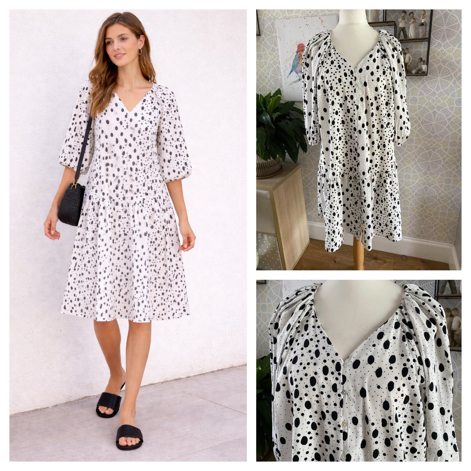 Jolie robe chemise à pois 