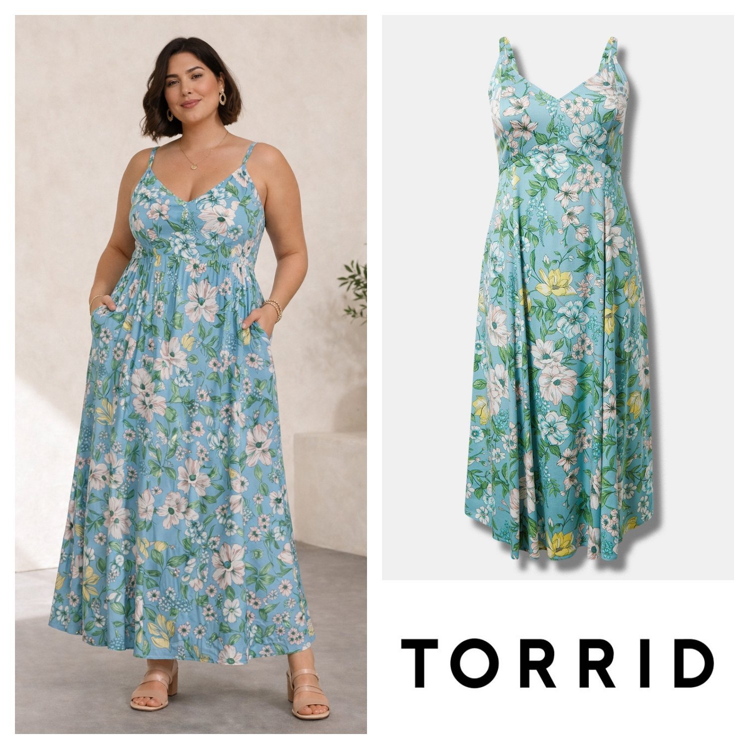 Longue robe florale à coupe évasée 