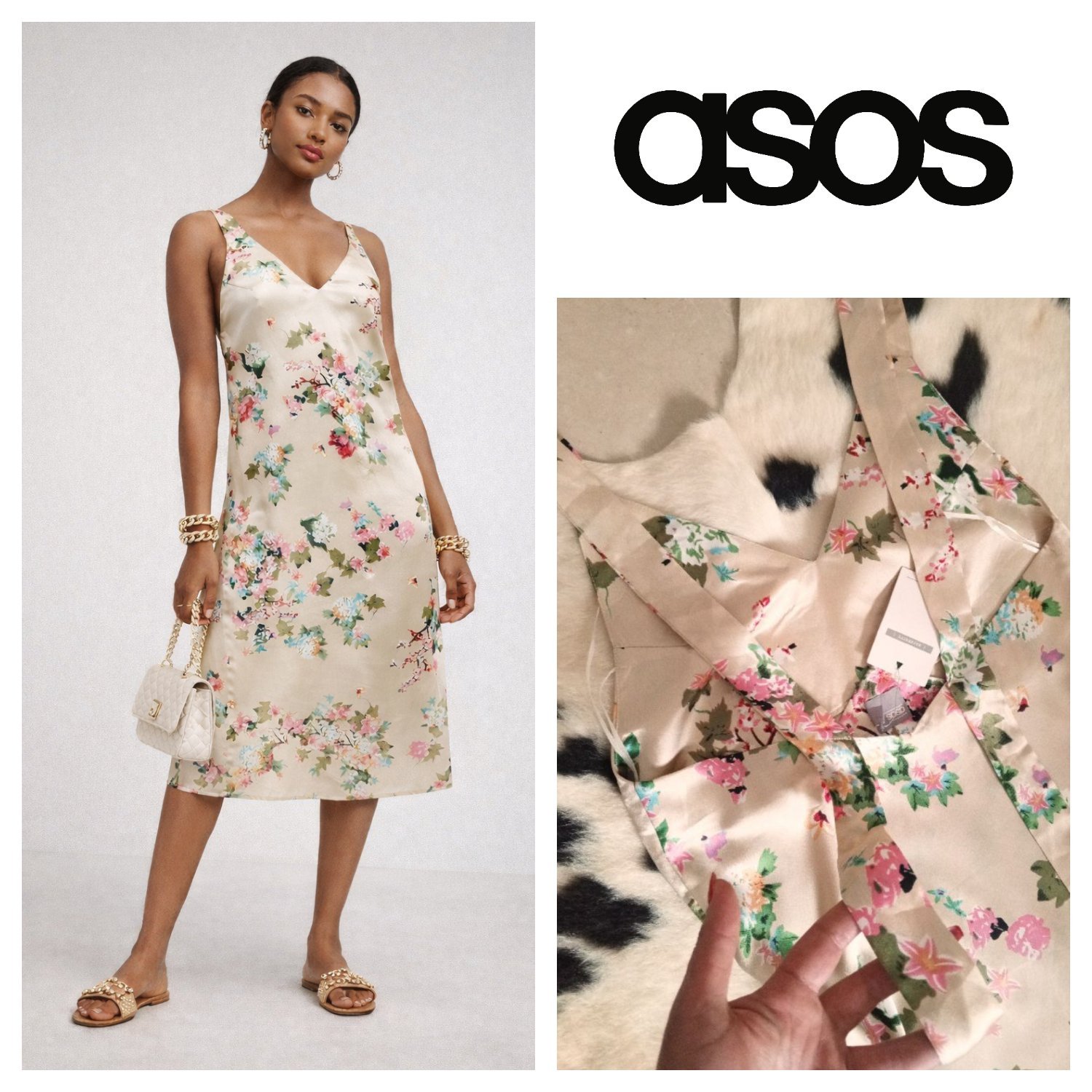 Robe fleurie satinée asos