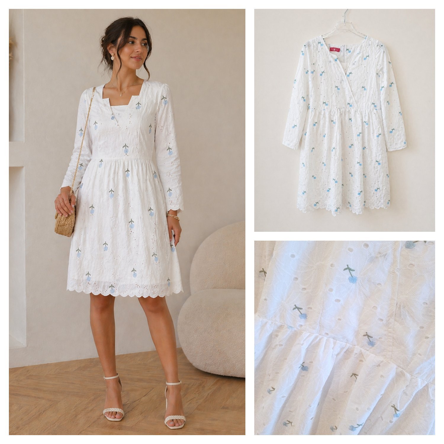 Jolie robe romantique en broderie anglaise 