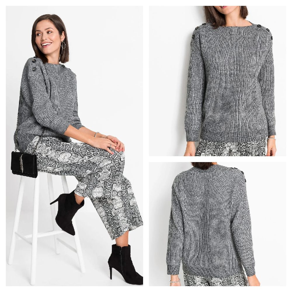 Pull en maille à épaules boutonnées 