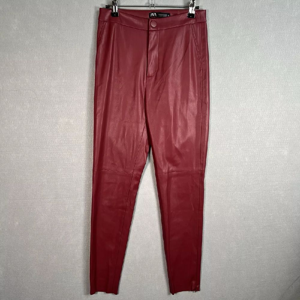 Pantalons rouge zara cuire