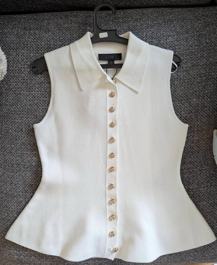 Zara white knitted vest top