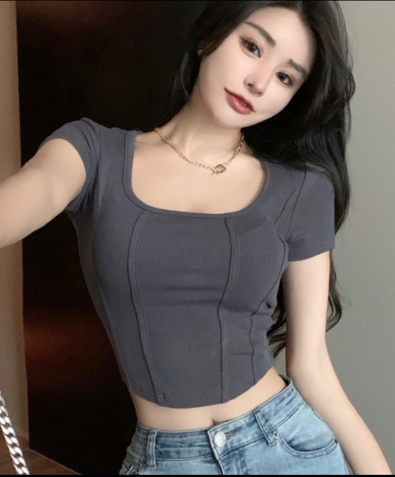 Top shein gris