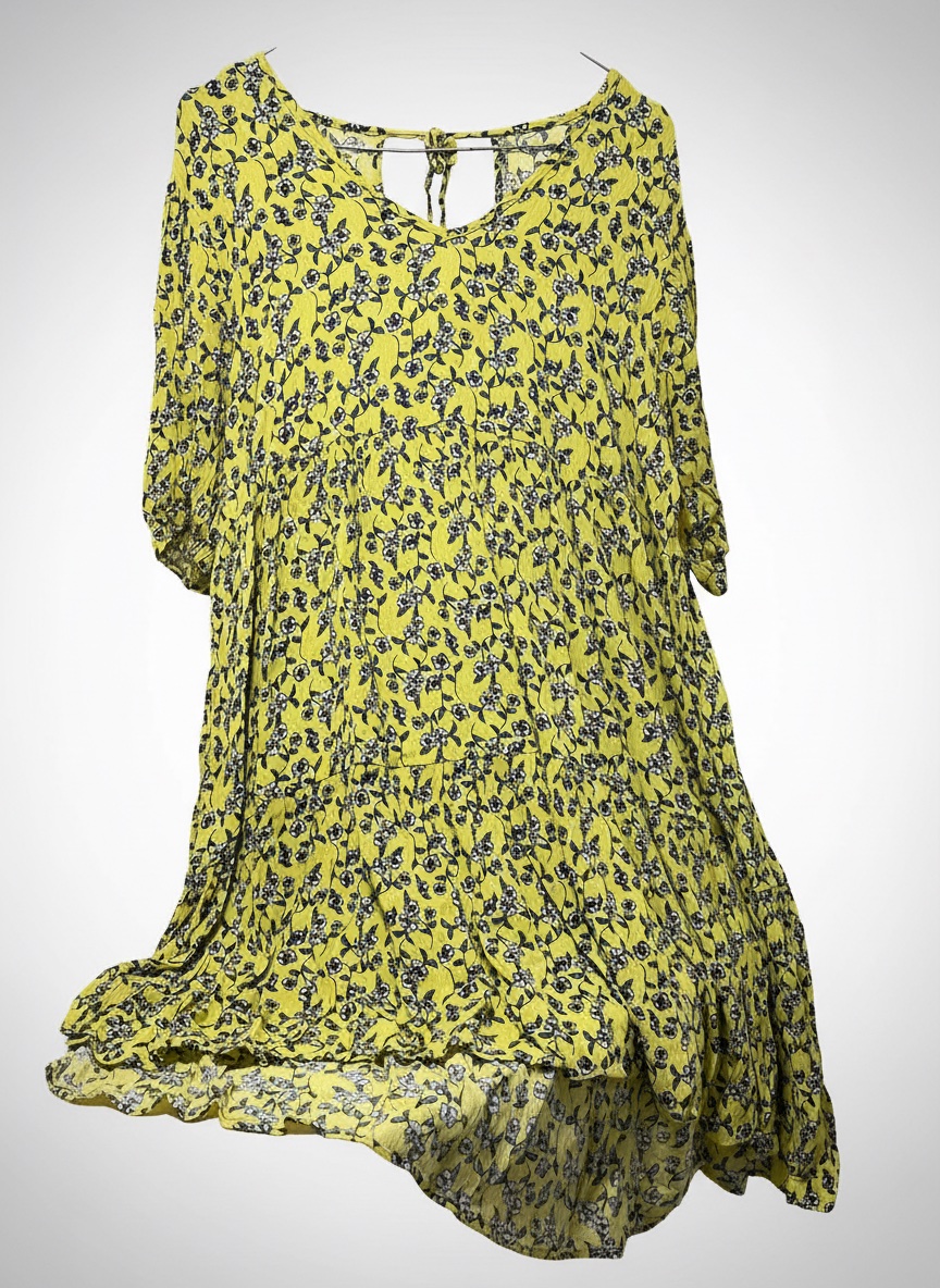 Yellow Floral Short Dress