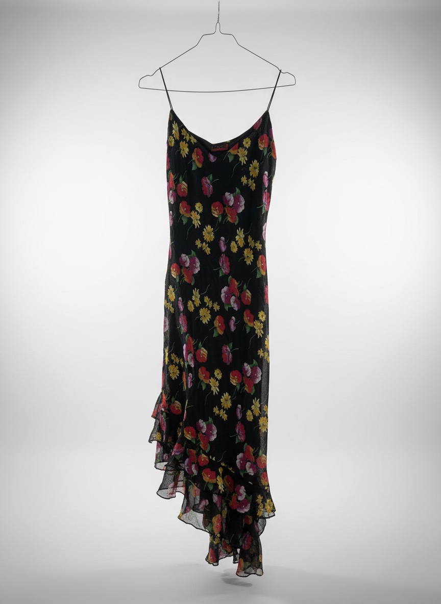 Robe longue noire à fleurs