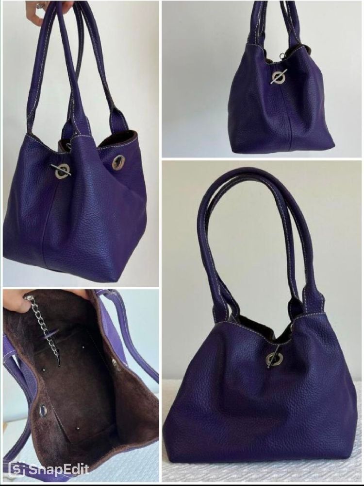 Vintage Women's Black Genuine Leather Silver Clasp Shoulder Bag Hobo Bag