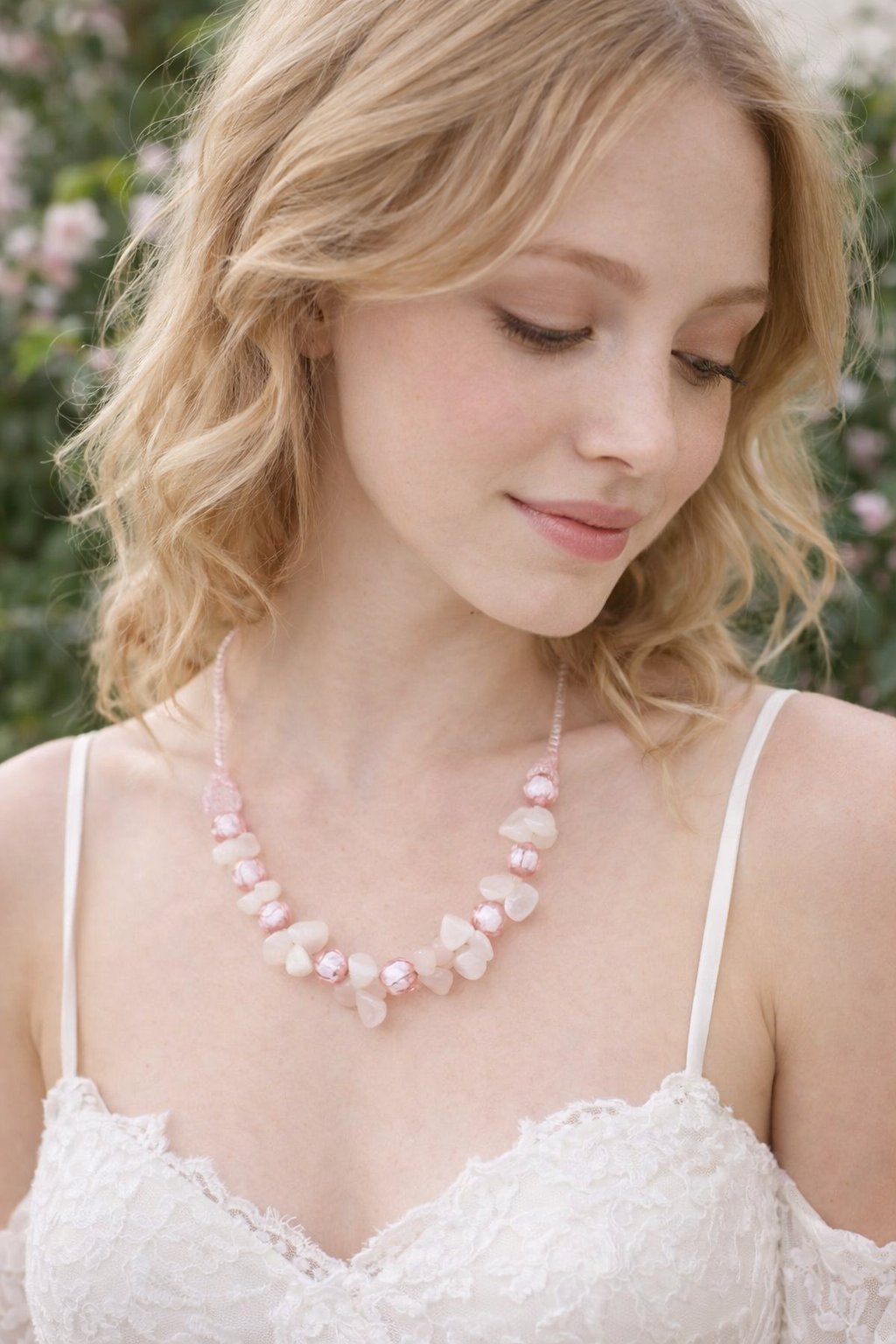 Ce collier est super joli aussi 🤍🌸 pierre couleur pastel 