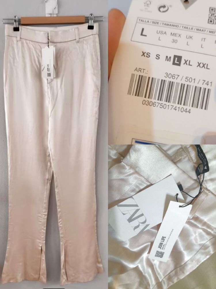 Pantalon ZARA neuf avec étiquettes importé look satiné rosé 🦩