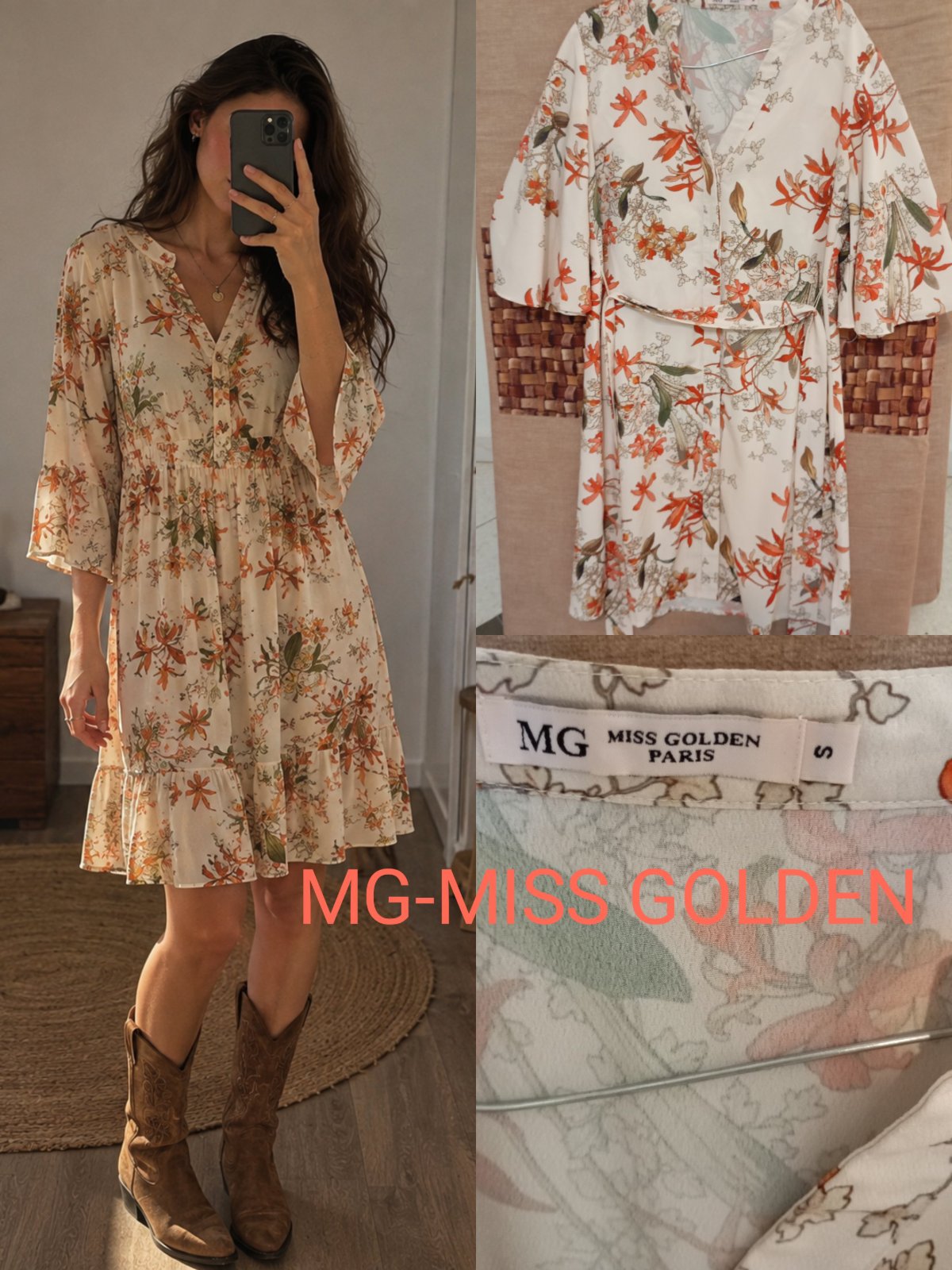 Robe kimono fleurie avec ceinture importée neuve sans étiquette 