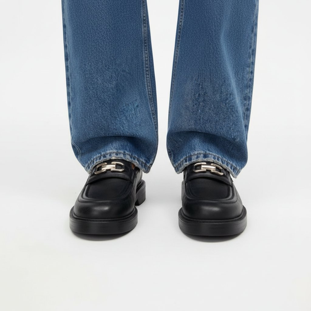 Trop chic mocassins zara en cuir noir de la marque zara dotés d'un détail métallique doré sur l'empeigne 🖤