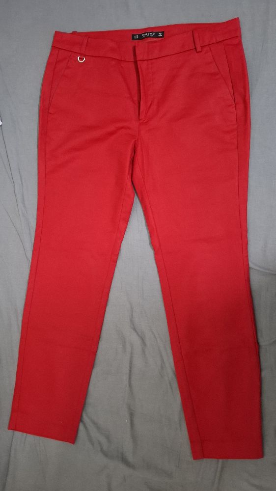 Pantalon Rouge Vif Zara Basic T. 38