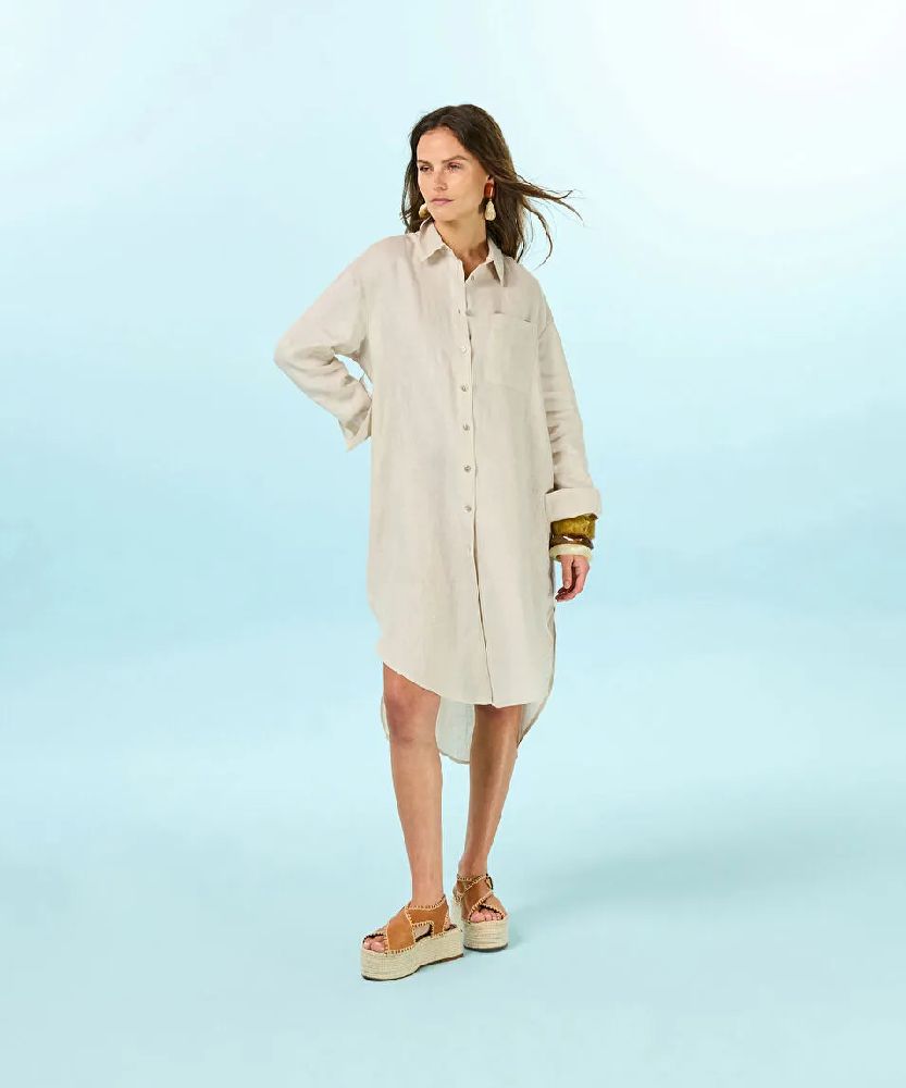 Chemise beige 100% lin 