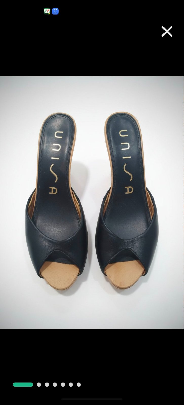 Unisa mules en cuir et bois, 