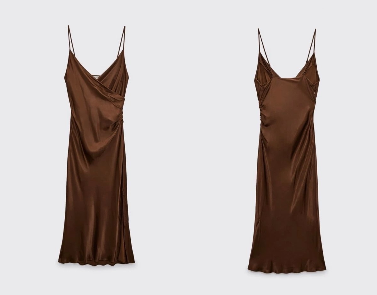 Zara robe satiné marron chocolat taille 38