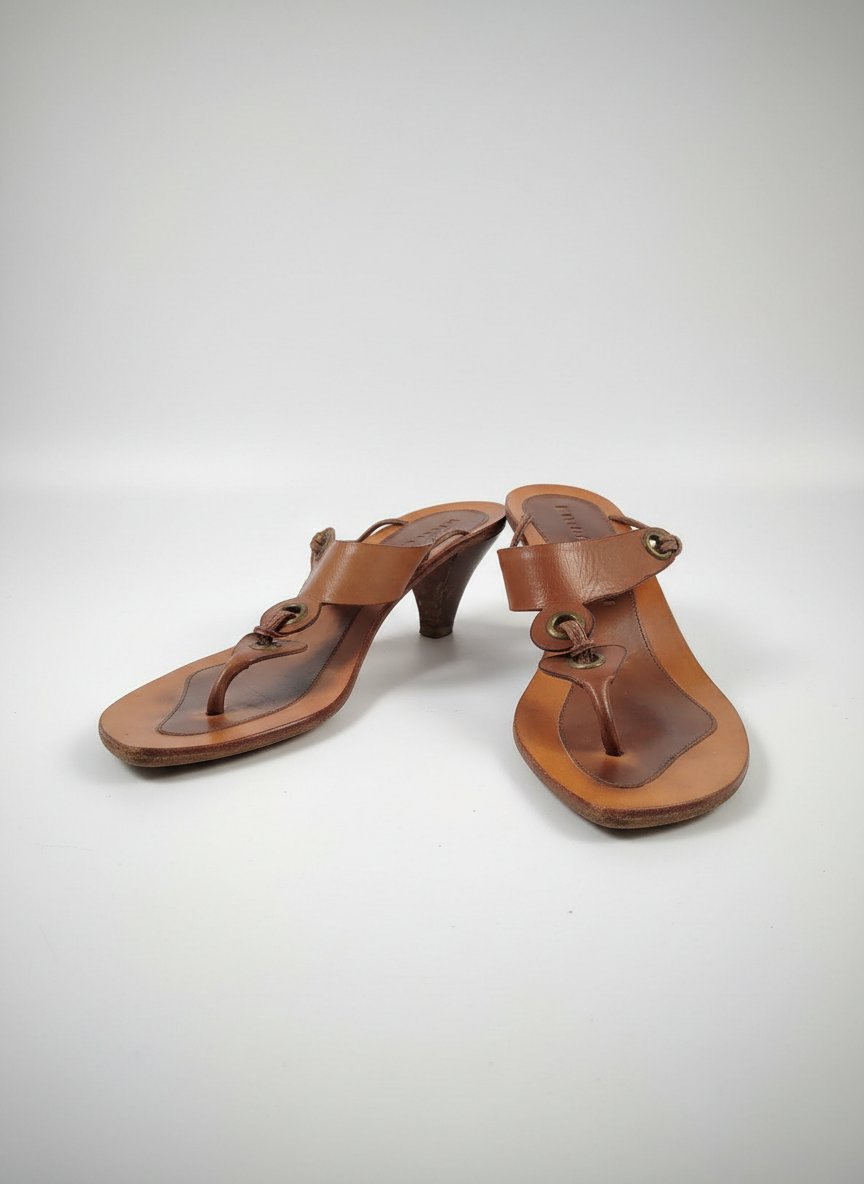 Claquette demi talon en cuir véritable